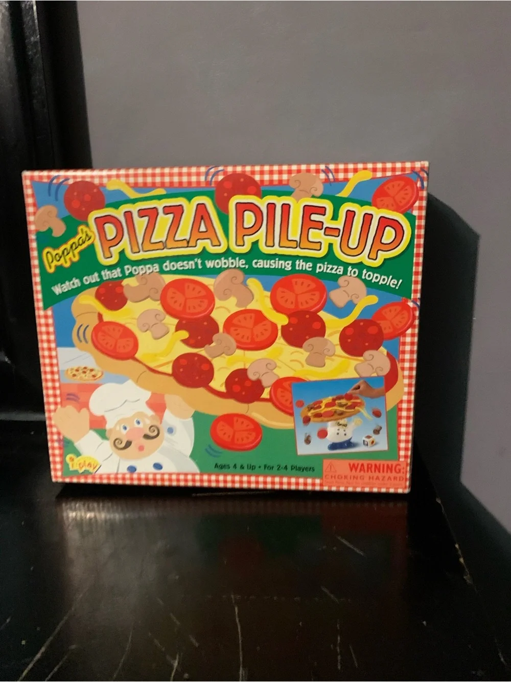 Vtg Poppa's Pizza Topple Toppings Balancing Game Pile Up Missing One Topping
